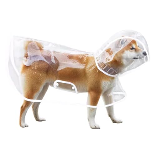 Clear Dog Raincoat – Small Medium Dog Waterproof Dog Rain Jacket with Hidden Leash Hole & Adjustable Snaps, Hooded Pet Rain Cape for Bichon Poodle (Transparent) L (L) - size: L