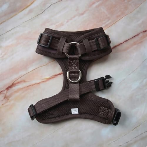 Premium No-Pull Dog Harness Soft Neoprene & Breathable Mesh Vest with Front & Back Clip D-Rings Adjustable Lightweight Walking Harness for Puppies, Small & Medium Dogs (Dark Chocolate Brown, M) - color: Dark Chocolate Brown, size: M: Neck=15.4-20.1''/Ches