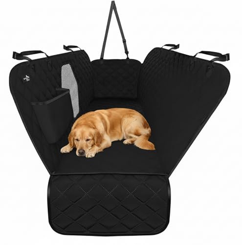Active Pets Dog Car Seat Cover for Back Seat, Waterproof Pet Protection Hammock, SUV Truck Car Backseat Protector with Safety Features, XL, Black - color: Black, size: XL