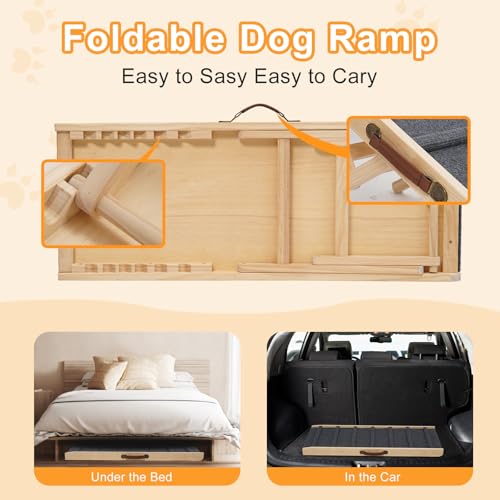Large Dog Pet Ramp Stairs for Bed Couch Car Truck SUV,Dog Pet Ramp for Small Large Dogs Pets to Get on High Bed Truck Couch Sofa - size: Medium