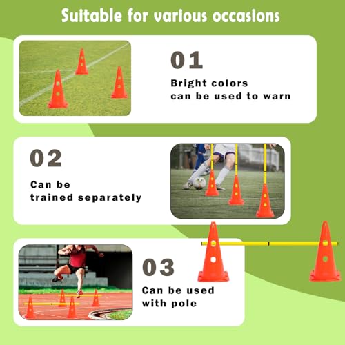 15 Inch Speed Agility Hurdles and Cones Set with 3 Height Level Detachable Jumping Hurdles for Beginner, Dog Training - color: Orange