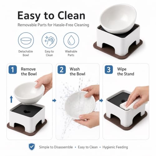 Ceramic Bulldog Bowl Dog Feeding Bowl - Dog Dish Wide Mouth Pet Sterile Tilted Pet Feeder with Anti-Skid Rubber Mat for Small Medium Dogs (White Bowl Set) - color: white bowl set