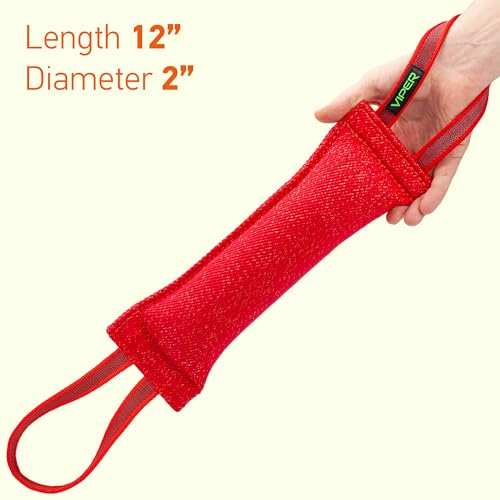 Viper Heavy Duty French Linen Dog Bite Tug Toy - K9 Trainer, Tough and Durable for Dogs Shutzhund IPO K-9 - Red - 16in L x 2.5in W - color: Red, size: 16in L x 2.5in W