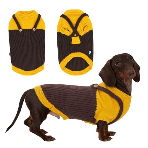 Dachshund Sweater for Fall Winter, 2-Leg Dog Knitwear with Suspender Design, Cozy Pullover Dog Clothes for Small & Medium Breeds (Size 4(15-20 lbs)) - size: Size 4(15-20 lbs)