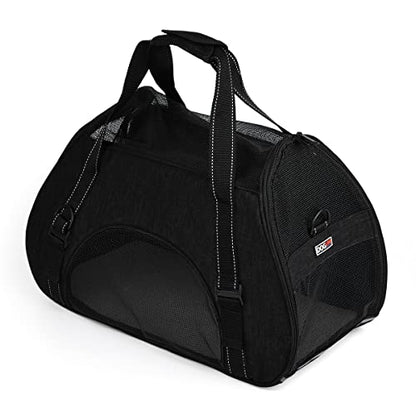 Dogline Carrier Bag Airline Approved Carrier for Dogs and Cats, Size M, Black - color: Black, size: H 13" x W 9" x L 21"