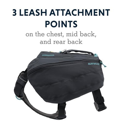 Ruffwear, Front Range Day Pack, Dog Backpack with Saddlebags, 5-Point Adjustment, 3 Leash Points, Padded Handle, Internal Mesh Pockets, Reflective Trim, Light Loop, Basalt Gray, Large/X-Large - color: Basalt Gray, size: Large/X-Large