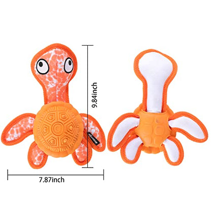 Dog Chew Toys,Puppy Teeth Chew Toys Durable Rubber Material Turtle Shape Dog Toys with 2 Tennis Ball (Orange) - color: Orange