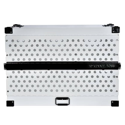 K9 Kennel Boss Aluminum Collapsible Dog Crate, Heavy Duty Folding Kennel - Medium-Long (White) - color: White, size: 40.6"L x 25.2"W x 28.9"H