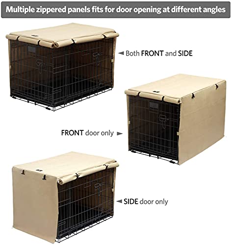 X-ZONE PET Double Door Dog Crate Cover - Polyester Pet Kennel Cover Fits 30 inches Wire Crate, Tan - color: Tan, size: 30.0"L x 19.0"W x 21.0"H