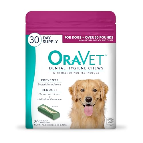 ORAVET Dental Chews for Dogs, Oral Care and Hygiene Chews (Large Dogs, Over 50 lbs.) Pink Pouch, 30 Count (Pack of 1) - size: 30 Count (Pack of 1)