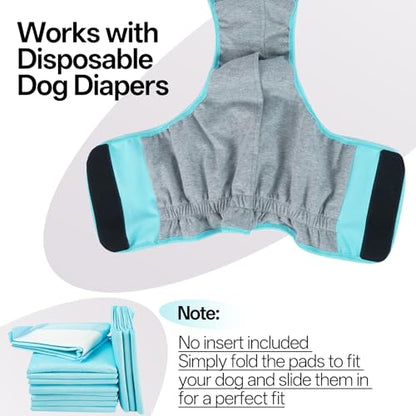 Lelepet Female Dog Diapers for Heat, Reusable Dog Period Onesie, Washable Dog Panties with Suspender, Soft Adjustable Small Girl Doggy Belly Band with Hole Tail, Blue, XS - color: Blue, size: XS