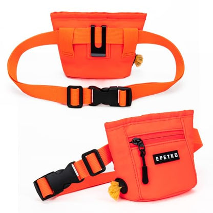 Dog Treat Pouch, Powerful Magnet Closure Device Dog Training Treat Bag Large Capacity Pet Treat Pouch with Poop Bag Dispenser Treat Bag for Dog Training with Metal Waistband Clip (Orange) - color: Orange