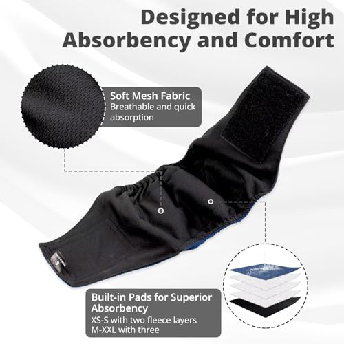Paw Legend Washable Dogs Diapers Male Dog Belly Bands for Male Dogs Diapers Reusable Puppy & Doggie Diapers Male (3 Pack, X-Small) - color: Navy, Black, Grey., size: X-Small