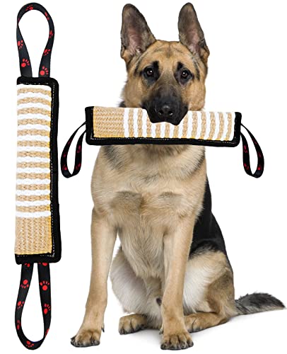 Clysoru Dog Tug Toy Tough Jute Bite Pillow Lasting Training Equipment Puppy to Large Dogs Interactive for Large and Small - color: footprint Black