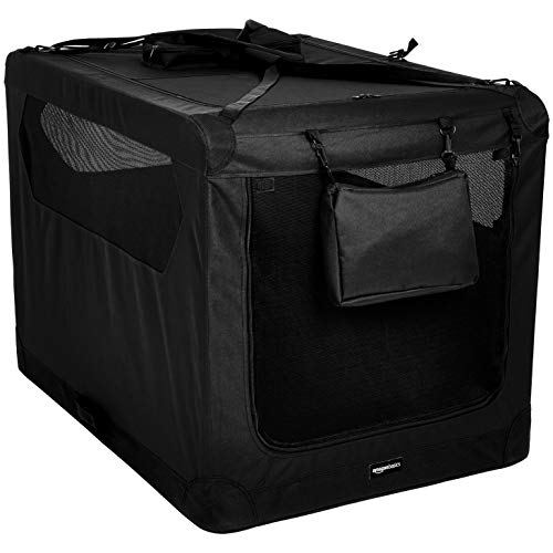 Amazon Basics Folding Portable Soft Pet Dog Crate Carrier Kennel, 42 x 31 x 31 inches, Black - color: BLACK, size: 41.9"L x 30.9"W x 30.7"H