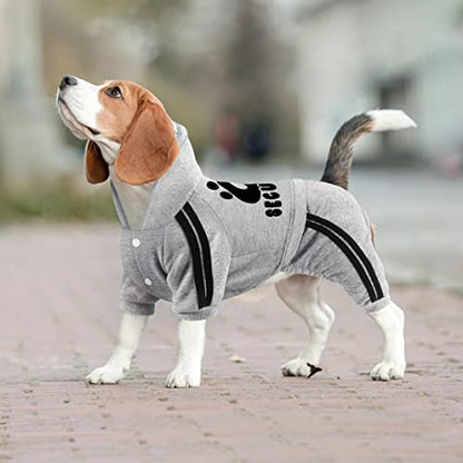 Dog Hoodie Security Clothes 4 Legs Jumpsuit Sweatshirt Hoodies Soft & Warm Dog Outfit Pullover Dog Winter Clothes Sweater for Small Medium Large Dogs Cats (Gray, Small) - color: Grey, size: Small