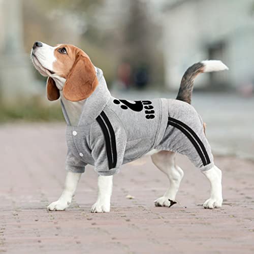 Dog Hoodie Security Clothes 4 Legs Jumpsuit Sweatshirt Soft & Warm Dog Outfit Pullover Dog Winter Clothes Sweater for Small Medium Large Dogs (Gray, X-Small) - color: Grey, size: X-Small