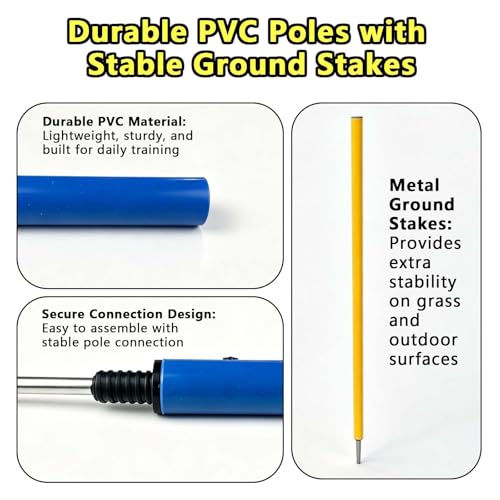 6-Pack Dog Agility Weave Poles with Stakes for Backyard Dog Training - color: SLV-weave 6