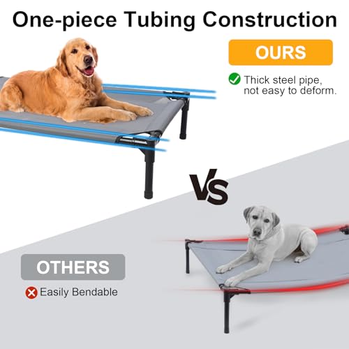 42'' Outdoor Elevated Dog Bed with Canopy, Raised Dogs Bed Medium Large Size Dogs with Six Support Feet, Breathable Cooling Dog Cot Beds Outdoor Dog Hammock Bed,Outside Pet Bed with 4 Ice Pack(Medium) - size: Medium(42.0"L x 26.0"W x 7.0"Th)