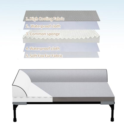 Elevated Cooling Dog Bed, Orthopedic Pet Bed for Large Dogs, Removable Washable Cover, Indoor & Outdoor Raised Pet Bed with Breathable Mesh, Size: 42"*30"*7" - size: Large