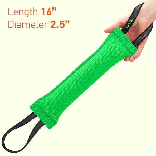 Viper Heavy Duty French Linen Dog Bite Tug Toy - K9 Trainer, Tough and Durable for Dogs Shutzhund IPO K-9 - Green - 16in L x 2.5in W - color: Green, size: 16in L x 2.5in W