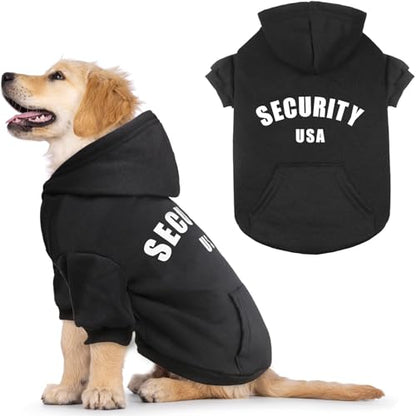 Dog Sweaters for Small Dogs Security Dog Hoodie Warm Cozy Brushed Fleece Interior Clothes with Pocket Hoodie for Small Dogs Puppy Sweatshirt(S) - size: Small