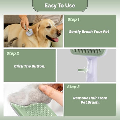 Self- Cleaning Slicker Brush for Dogs Suitable for Short & Long Haired Dogs and Effective Deshedding for Pet Grooming, Undercoat Removal, Tangle-Free Fur, Skin-Friendly Tool for Healthy Coat - size: Medium