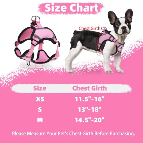 PUPTECK Dog Harness Small Sized Dog, Step in Adjustable Reflective Dog Vest Harness Escape Proof, No Pull Soft Padded Harness Easy Control, Pink, M - color: Pink, size: M (CHEST: 14.5"-20")