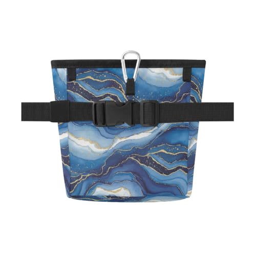 Marble Waves Water-Resistant Dog Treat Pouch, 3 Ways to Wear Treat Bag with Magnetic Closure & Reflective Strip, Hands-Free for Pet Training, Walking
