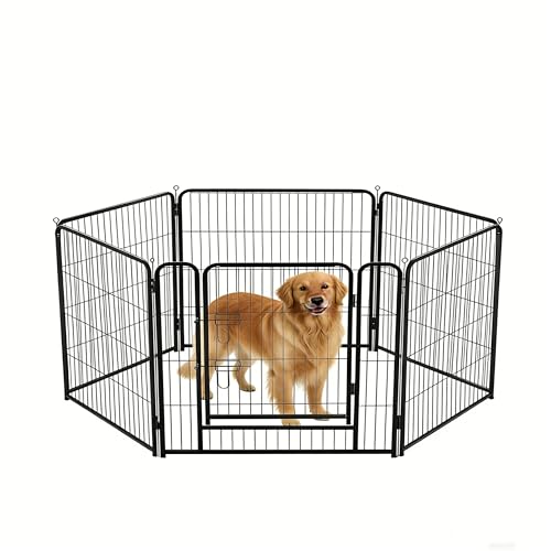 Simple Deluxe Dog Playpen Outdoor Indoor, 32 Inch 6 Panels Dog Fence for Small Dogs Puppy, Perfect Dog Pen for Camping, Yard, RV, Garden Fence, Black - size: 32 Inch 6 Panels