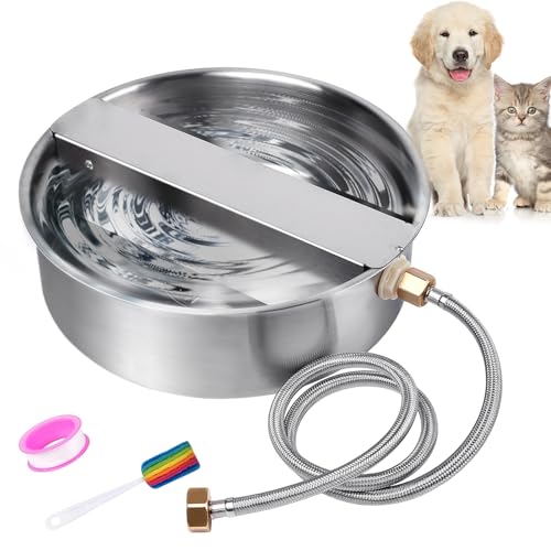 Automatic Dog Water Bowl Dispenser Large Breed| Auto Fill| High Capacity | Stainless Steel Dog Waterer with Float Valve Self Filling Auto Water Bowl for Outdoor Large Dogs Cats Chicken Livestock