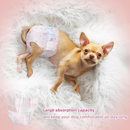 Disposable Dog Diapers Female 90 Count Doggie Diapers for Female Dogs (Waist 16-22 in XL) Super Absorbent Extra Large Dog Pads for Heat Excitable Urination or Incontinence - Pink - size: Extra Large