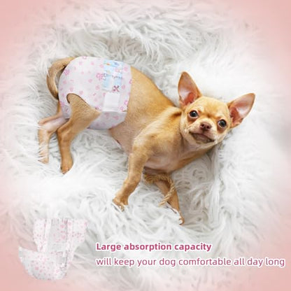 Disposable Dog Diapers Female 90 Count Puppy Diapers Female (Waist 11-18 in M) Super Absorbent Small Doggie Diapers for Heat Excitable Urination or Incontinence - Pink - size: Medium