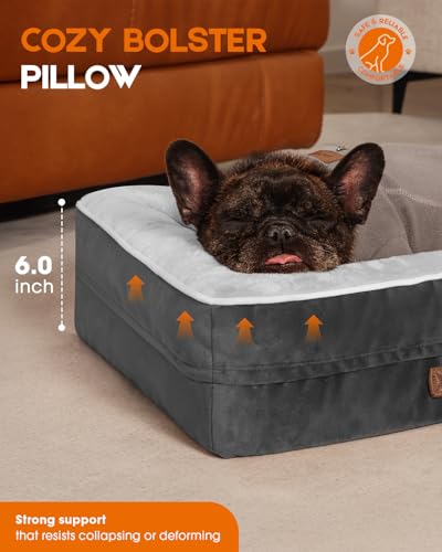 Upvilla Orthopedic Dog Bed, Four-Sided Cushioned Egg-Shaped Foam Dog Sofa, Waterproof Removable Cover, Cat Bed with Non-Slip Base, Small Pet Bed,Gray - color: Gray, size: 24"l x 18"w x 6"th