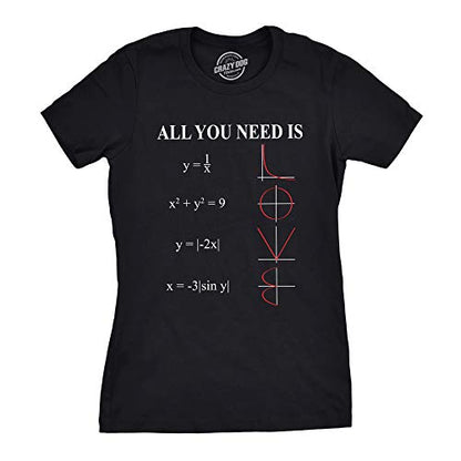 Womens Valentines Shirts Cute Heart T Shirts Funny Valentines Day Tees for Ladies - color: Heather Black - Equation, size: Small
