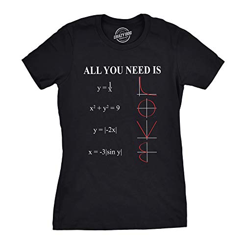 Womens Valentines Shirts Cute Heart T Shirts Funny Valentines Day Tees for Ladies - color: Heather Black - Equation, size: Medium