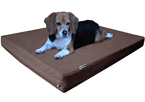 Dogbed4less Medium Large Orthopedic Heavy Duty Gel Infused Memory Foam Pet Bed, Waterproof Liner, Denim in Brown 37X27X4 Inches - color: Denim in Brown, size: Large 37" Length X 27" Width
