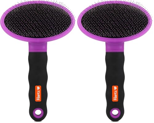 Hartz Groomer's Best Deshedding Slicker Dog Brush, Black/Violet, Dogs (Pack of 2) - size: 1 Count (Pack of 2), style: Large Slicker Brush