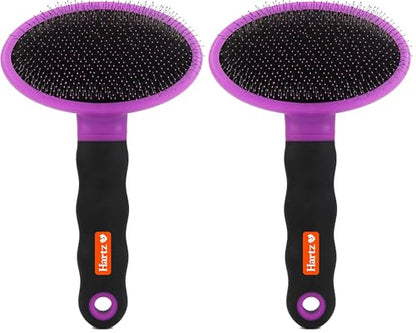 Hartz Groomer's Best Deshedding Slicker Dog Brush, Black/Violet, Dogs (Pack of 2) - size: 1 Count (Pack of 2), style: Large Slicker Brush