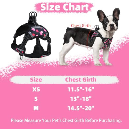 PUPTECK Dog Harness Small Sized Dog, Step in Adjustable Reflective Dog Vest Harness Escape Proof, No Pull Soft Padded Harness Easy Control, Heart, S - color: Black(Heart), size: S (CHEST: 13"-18")