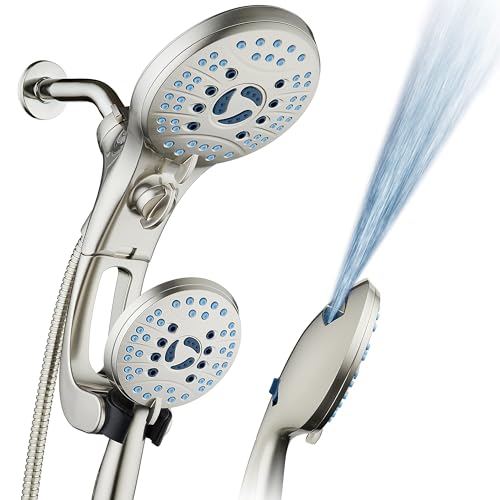 Hotel Spa AquaCare for California As-Seen-On-TV High Pressure Handheld Rain 50-mode 3-way Shower Head Combo with Adjustable Arm, Anti-clog Jets, Tub & Pet Power Wash, 6 ft. Hose, Nickel Finish - color: Satin Nickel, style: 1.8 Gallons Per Minute