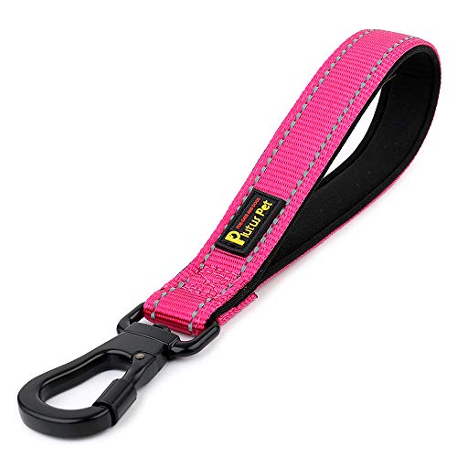 PLUTUS PET 10 Inch Short Dog Leash for Large Dogs with Locking Carabiner Clip & Padded Handle （10”, Pink） - color: Pink, size: 10 Inch (Pack of 1)