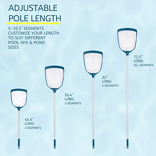 POOLWHALE Upgrades Swimming Pool Leaf Net Skimmer Rake with Adjustable Aluminum Pole and Nylon Medium Fine Mesh for Cleaning Swimming Pools, Hot Tubs, Spas and Fountains - size: Pool Skimmer with Pole