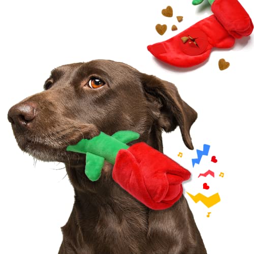 lilfrd Rose Puzzle Dog Toy, Valentine's Day & Christmas Gift, Squeaky Crinkle Enrichment Snuffle Mat, for Small Medium Large Dogs & Puppies - style: Rose