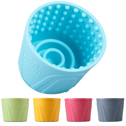 Dog Lick Bowl, Bestalk Anxiety Relief Slow Feeder Dog Lick Mat Treat Dispenser, Non-Slip Licking Bowl Enrichment Toys for Small Medium and Large Breed Dogs, BPA Free Silicone(Teal,M-L) - color: Teal, size: M-L