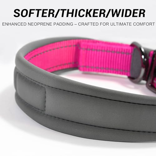 Personalized Dog Collar with Name & Phone Number | Reflective Ultra Wide Soft Neoprene Padded | Durable Metal Buckle for Large, Medium, and Small Dogs in Pink, Purple, Blue & Other Stylish Colors