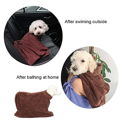 Dog Bathrobe Towel,Microfiber Dog Bag,Bathrobe Absorbent Zipper for Puppy Small Medium Dogs - size: Large