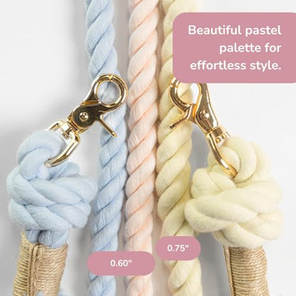 Braided Cotton Rope Dog Leash for Medium & Large Dogs – Enjoy Tangle-Free Walks with Soft Comfortable Grip & Reliable Control – Durable Design for Daily Walks, Training & Special Moments – Light Pink - color: Light Pink