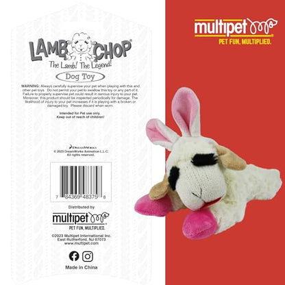 Multipet Lamb Chop Dog Plush Toy w/Easter Bunny Ears - Squeaky Toy for All Dogs - Extra Soft Plush - Stuffed Animal for Cuddling & Playing (6”, Cream/Pink) - size: 6", style: Easter Bunny