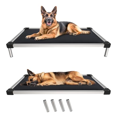FXW TitanNest Chew-Proof Elevated Dog Bed, Raised Cot for Indoor/Outdoor/Camping Use, Durable & Washable Padded Pet Bed for Large Dogs, 47.0" L x 29.0" W x 7.3" H, Black - color: Black, size: Large Dog (47.0"L x 29.0"W x 7.3"H)